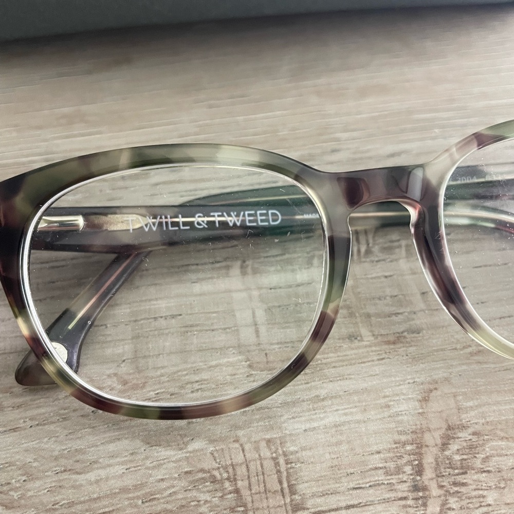 Twill and tweed women’s frame - green, brown and grey tortoise